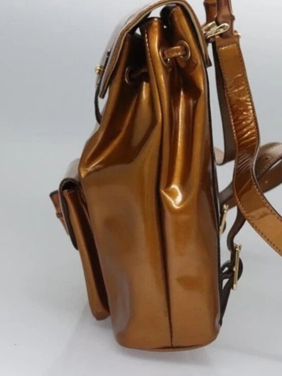 GUCCI Bamboo Backpack Patent leather Bronze Gold main image 14
